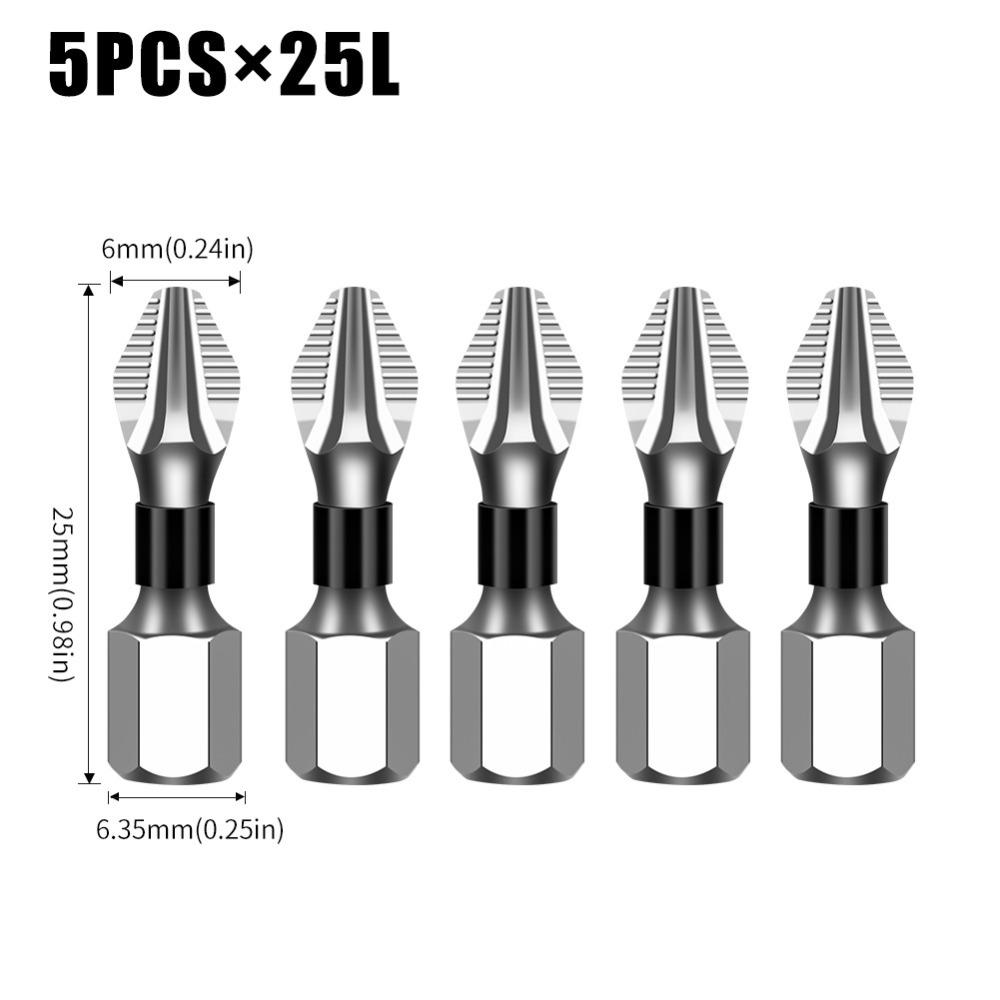 K5 Non-slip Impact Phillips Screwdriver Bit S2 Alloy Cross Drill Bit Portable Driver Bit