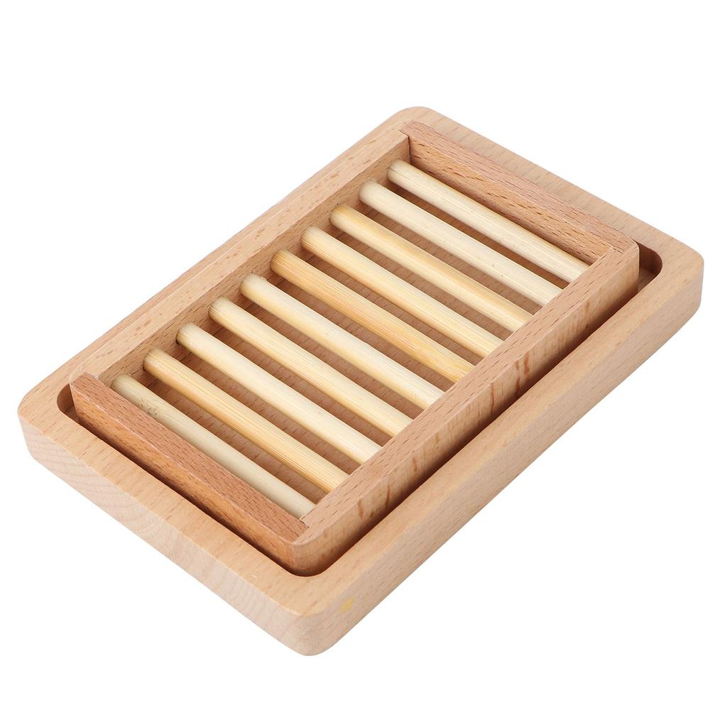 Seifenablage aus Holz Halter Retro Design Entwässerungseffekt Hohlloch Bad Dusche Badewanne Arbeitsplatte Küche Reisebox Bambus