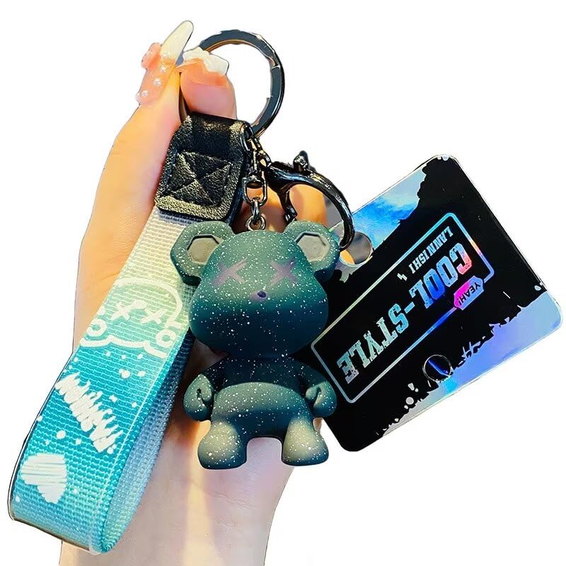 

[Godfun] Cowes key ring Fashionable three-dimensional simple cute bear bag strap car keychain strap decorate friend lover Present-Style7