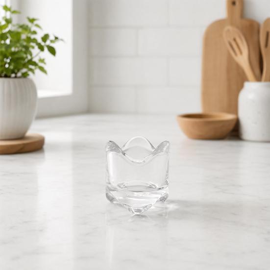 Heat Resistant Glass Cup Candle Holder, Irregular Rippled Tealight with Crystal Clear Thickened Glass, Minimalist Atmospheric Desktop Decor