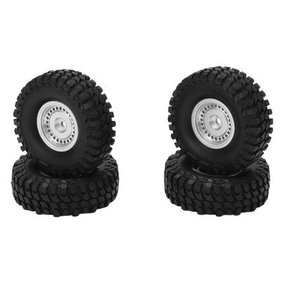 4pcs 55mm Front Rear Rubber Tires and 24 Hole Wheel Rims Set for AXIAL SCX24 1 24 RC Car