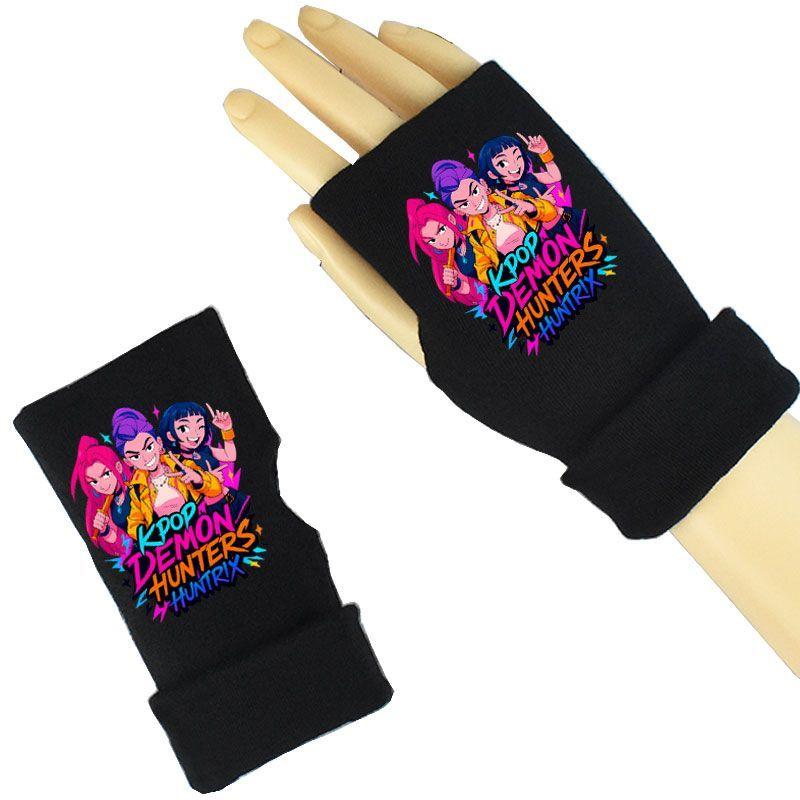K-POP Witch Hunt Team Gloves, Children's Cycling and Writing Half-finger Gloves, Autumn and Winter Warm Gloves