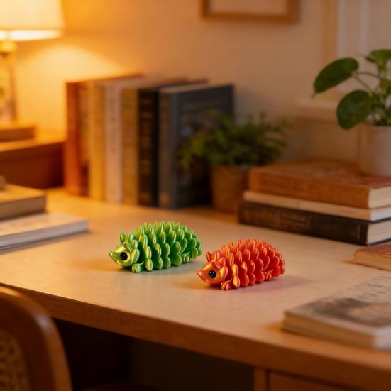 3D Printed Pinecone Hedgehog Figurine Movable Joints Hedgehog Stress Relief Fidget Toy Home Office Desktop Decoration Ornament