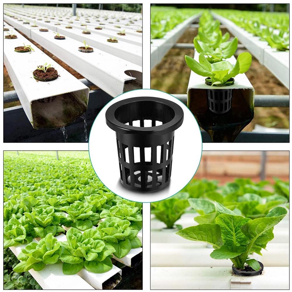 10pcs Hydroponic Baskets Plant Veg Grow Nursery Cup Pot Tray Aeroponic Planter Mini Wide Lip Design Black and White Garden Tools