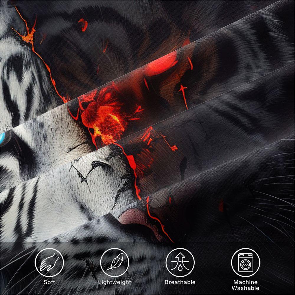 Fire Ice Tiger Print Duvet Cover Set (1 Duvet Cover & 1/2 Pillowcase) Cool Animal Bedding Set For Teens Bedroom Decor