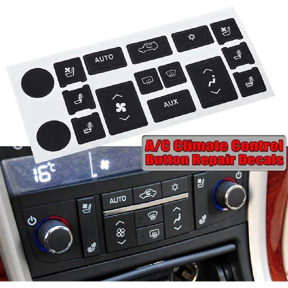 AC & Radio Repair Stickers for 2007-2014 Cadillac Escalade EXT ESV, Climate Control and Multimedia Button Repair Decal Stickers