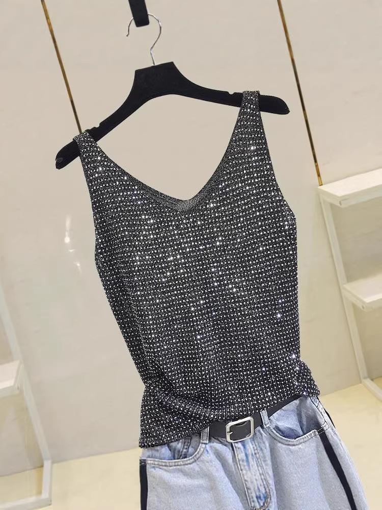 Korean Style Ice Silk Knit Sleeveless Loose Vest Top