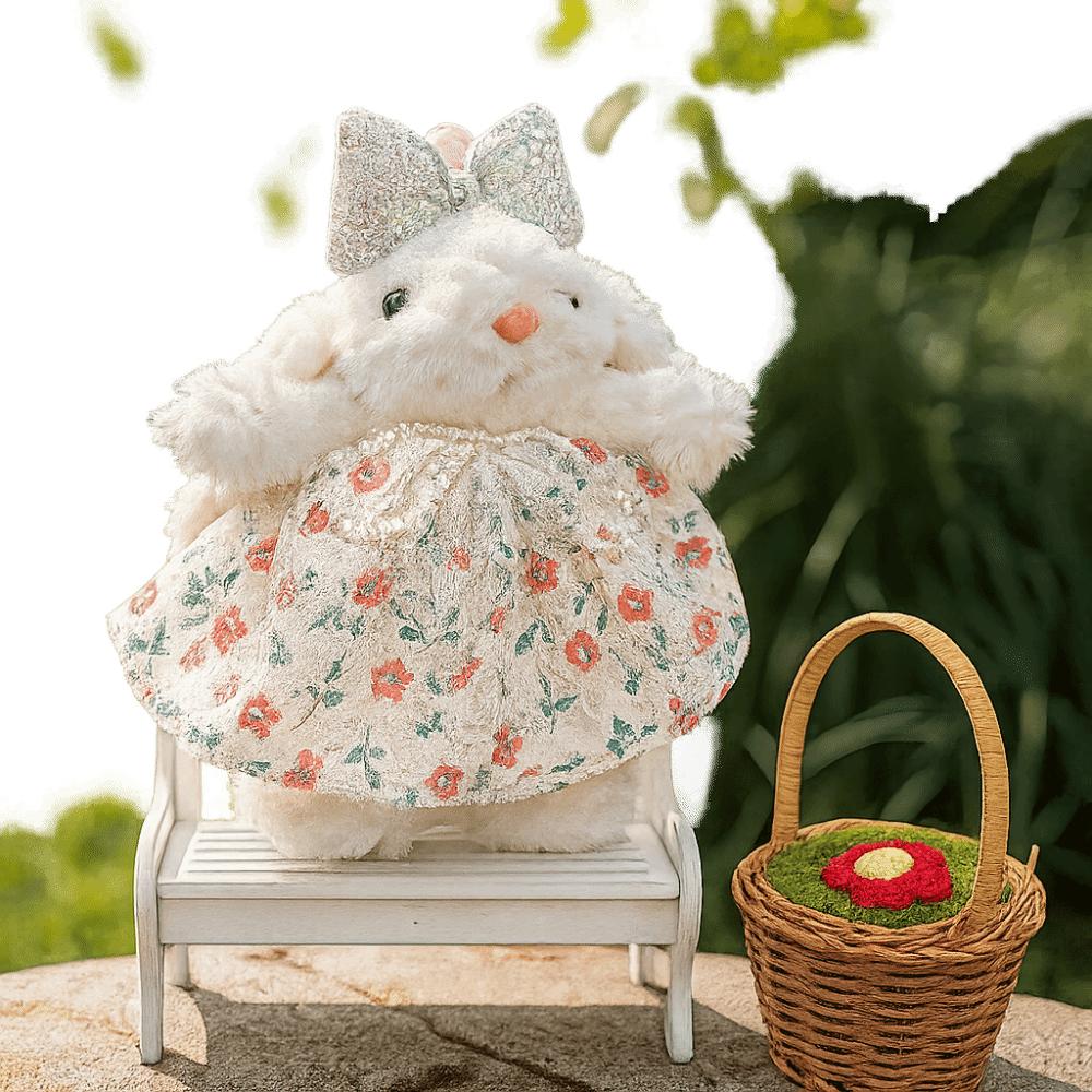 Princess Pearl Dress Bow Plush Rabbit Keychain Cartoon Rabbit Doll Keyring  As Kids Gift