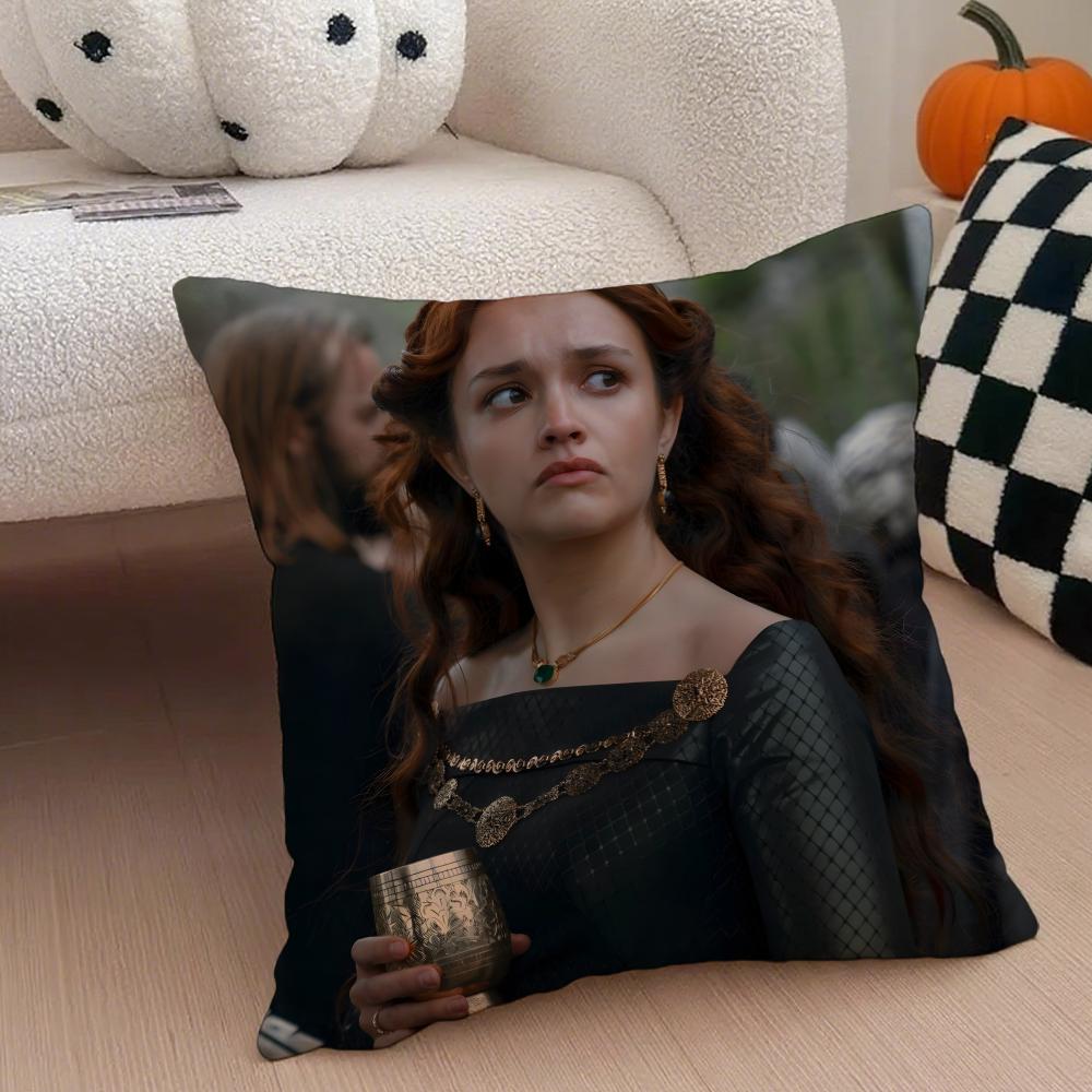 A-Alicent Hightower Cushion Cover Throw Pillow Cover Hidden Button Durable Polyester Chair Cushion