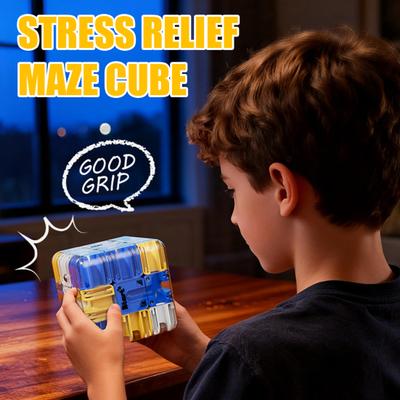 1/2 Piezas Cubo Laberinto 3D Puzzle Rompecabezas Cubo Laberinto de Bolas Rodantes Alivio del Estrés Entrenamiento del Pensamiento Lógico Juguete Cubo Laberinto de Cuentas Educativo
