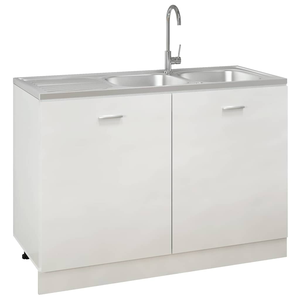 Vidaxl Double Bowl Kitchen Sink, Silver, 1200X600X155 Mm, Steel