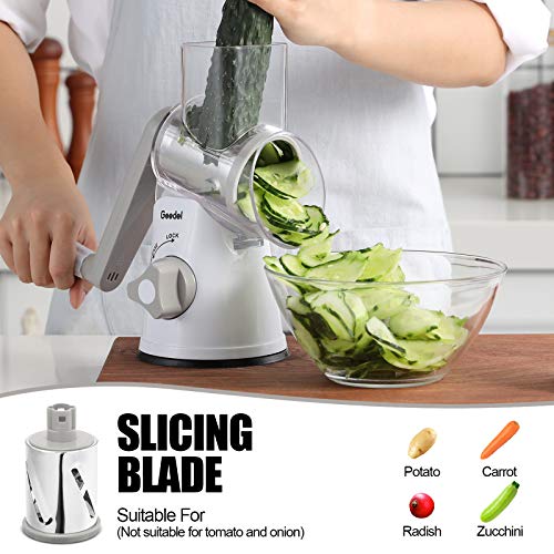 Geedel Vegetable Slicer Set with 3 Interchangeable Blades, Includes Daikon Radish Grater, Cheese Grater, and Carrot Julienne Slicer