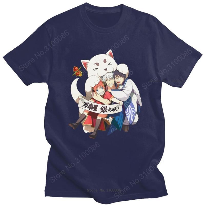 Novelty Anime Gintama Gintoki Sakata T Shirt Men Short Sleeved Print Gintoki Sakata Kagura Elizabeth Tshirt Slim Fit Cotton Tee