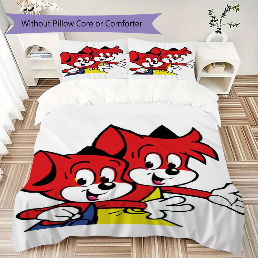 Literie motif Fix und Foxi, Ensemble couette Housse de couette Taie d'oreiller Cadeau d'anniversaire pour la maison(1 housse de couette + 2 taies d'oreiller, sans garniture.)_lx