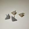 High-end full diamond three-dimensional triangular stud earrings women's light luxury retro elegance fashion temperament versatile earrings earrings