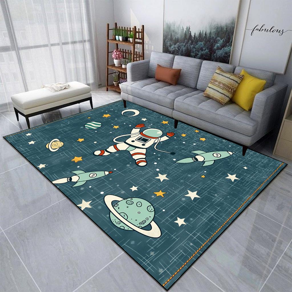 Spaceman Animation Carpet for Living Room Ins Children's Room Large Size Soft Rugs Cute Style Non-slip Washable MAT Customizable