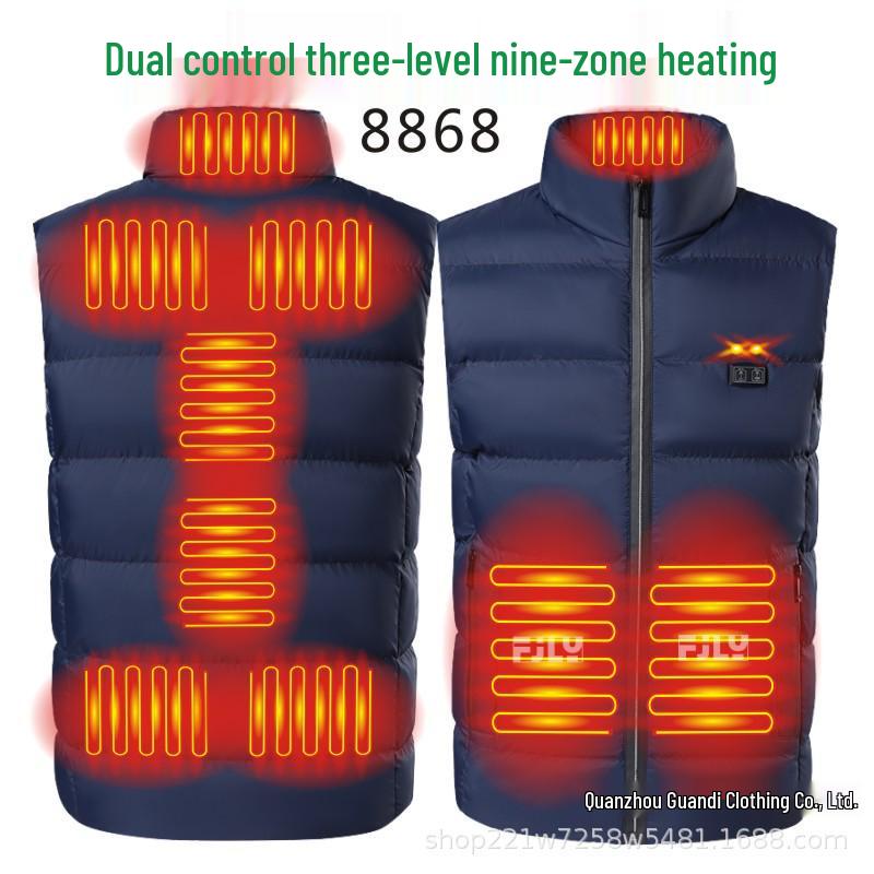 Unisex Intelligent Heated Vest: Cold-Proof, Solid Color, Stand-Up Collar Design