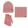 Adult unisex hat bib gloves 3pcs/1set knitted brushed touch screen gloves Outdoor warm set