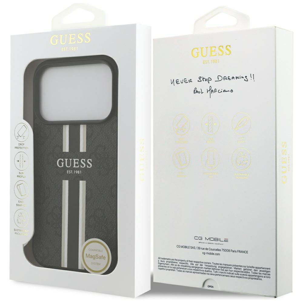 Guess 4G Printed Stripes MagSafe case for iPhone 17 Pro black