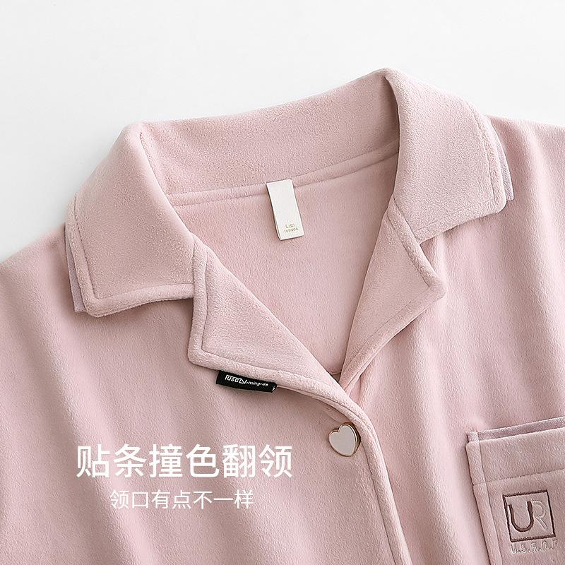 Pajamas Women'S Autumn And Winter Winter Thin Velvet Warm Long-Sleeved Island Velvet Loungewear Coral Velvet Flannel Winter Suit