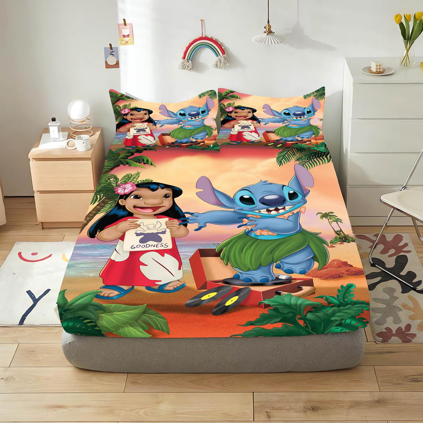 

Пододеяльник Lilo & Stitch Мультяшный Домашний Чехол Для Подростка Эластичное Постельное Белье Милые Листы С Цифровой Печатью Постельное Белье Детское 90x190cmx25cm