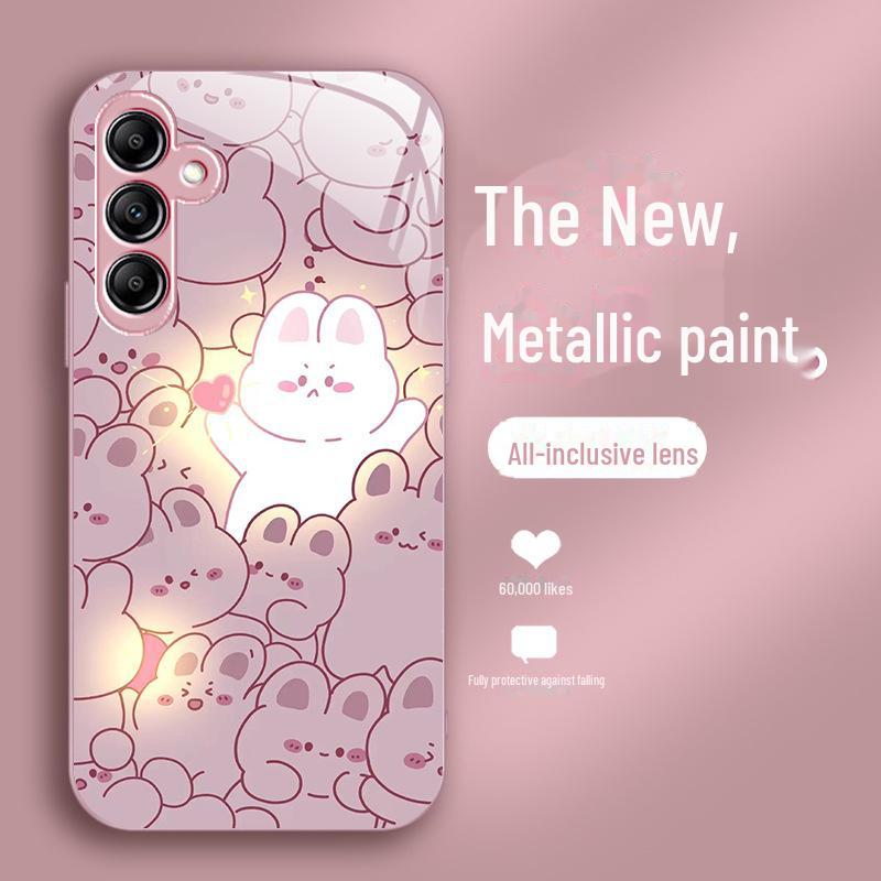 Shockproof Liquid Case for Samsung A71 with Luminous Rabbit Design