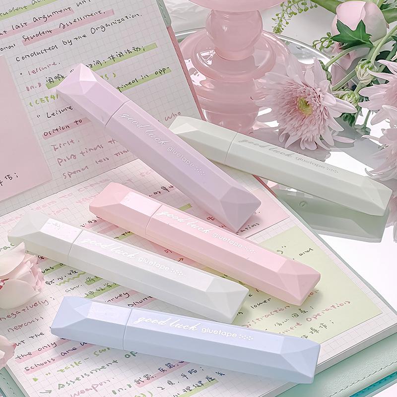 4/5pcs Gradient Color Glue Tape, Pen Type Double Sided Adhesive Tape Roller Dispenser Runner, for Memo Diary DIY Handwork