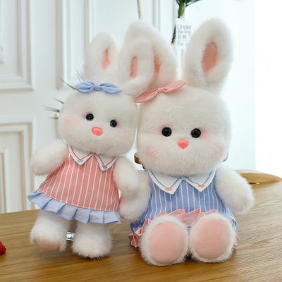 Cute Striped Skirt Nini Rabbit Plush Toy Girl Birthday Gift Qixi Festival Confession Doll Home Throw Pillow