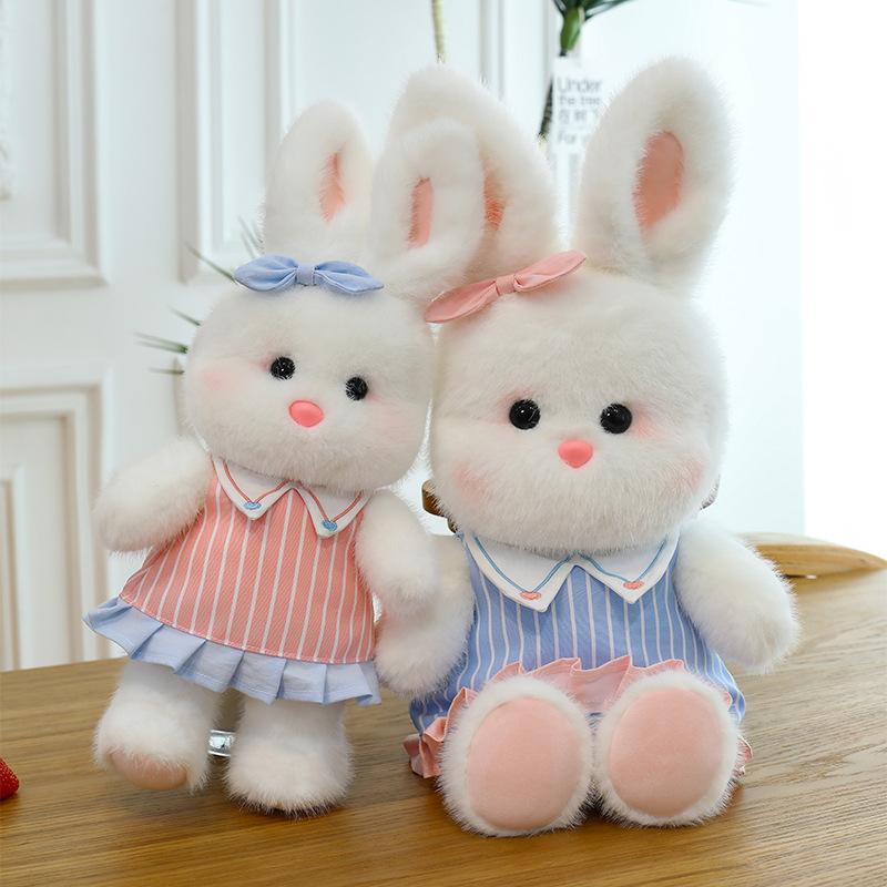 Cute Striped Skirt Nini Rabbit Plush Toy Girl Birthday Gift Chinese Valentine's Day Confession Doll Home Pillow