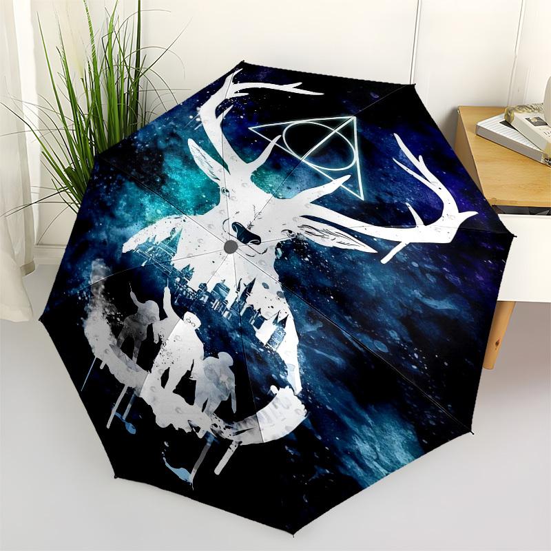 

1pc Deathly Hallows Deer Hogwarts Umbrella with Plastic Handle,Suitable for All Seasons Travel Outdoor Multi-functional UmbrellaDCS281