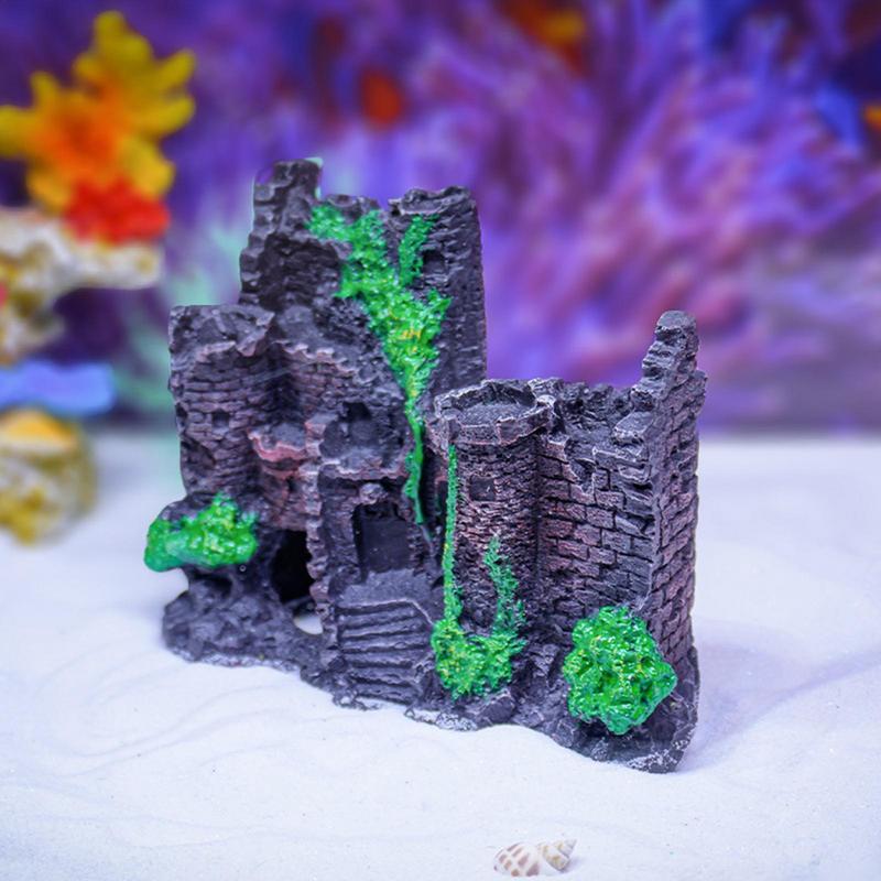 

Украшение для аквариума Замок из смолы Ландшафтный декор Декоративный камень Пещера Укрытие Дом Реалистичное украшение древнего замка france