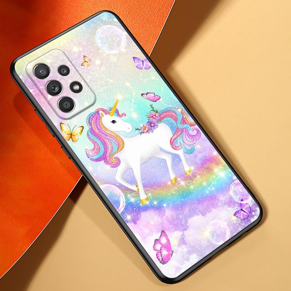 Cute Cartoon Rainbow Unicorn Case For Samsung Galaxy A23 5G Cases A13 4G A24 A23 A12 A14 A21s A22 A01 A03 A04 S Soft Phone Cover