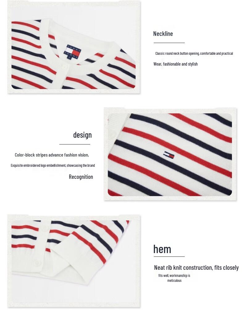 TOMMY JEANS Women's Cotton Striped Slim Fit Cardigan