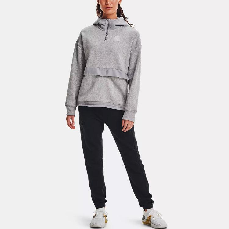 Under Armour Johnson 1/4 Casual Fleece Zip Sports Hoodie Women Hoodies Haze-Gray 1368798-031