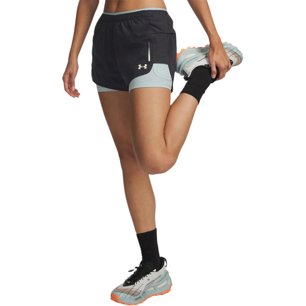 Under Armour Mid-Rise Solid Color Elastic Sports Shorts Women Shorts 6009168-016