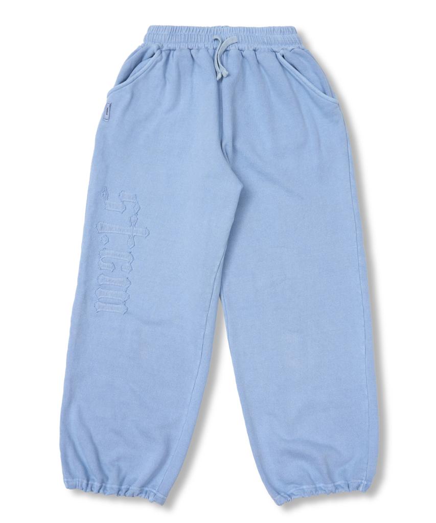 STIGMA Applique Stgm Pigment Washed Wide Jogger Pants Sky Blue