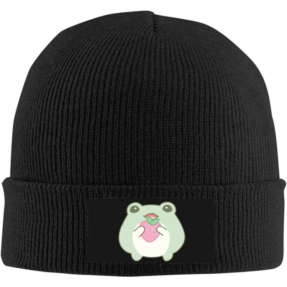 

Cute Cartoon Frog Funny Knit Hats for Unisex and Women Plain Knit Hat Winter Soft Warm Stretch Thick Trendy Beanies Hats Cap