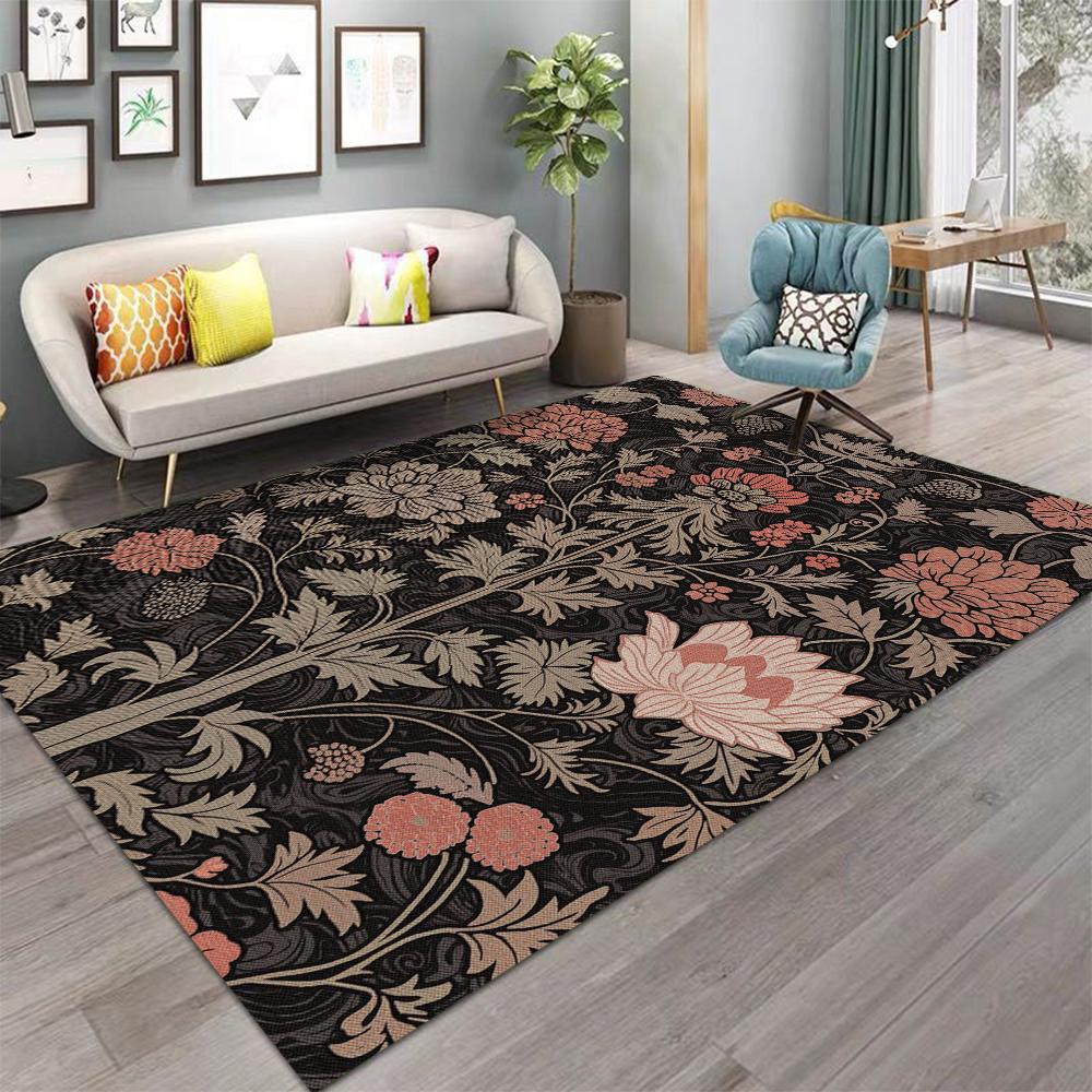 

Fern Flower Floor Mat Extremely Intricate Art Bedroom Carpet Soft Living Room Floor Mat Ethnic Style Entrance Anti Slip Carpet 40x60cm