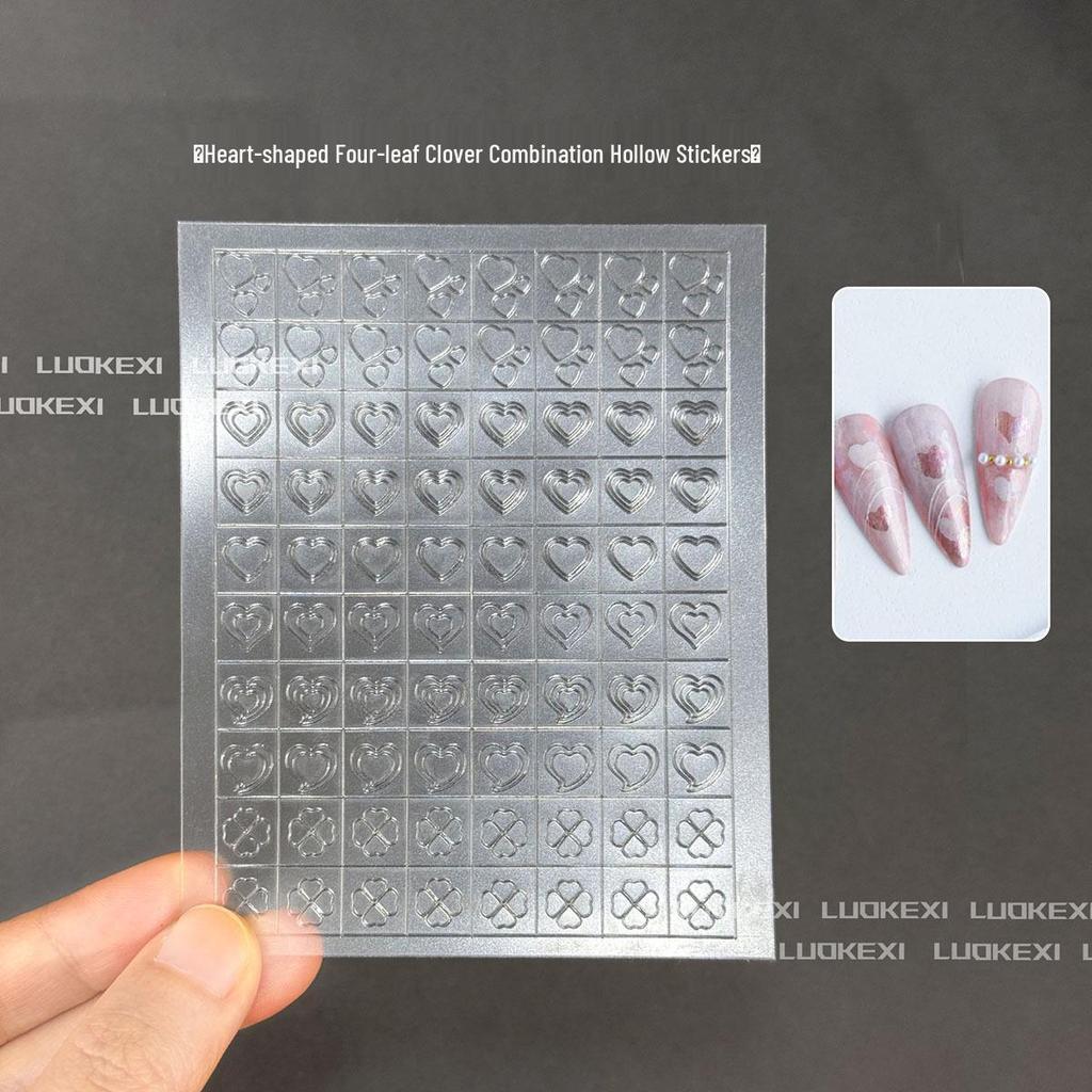 Autocollants Transparents Creux pour Nail Art: Étoiles, Rayons, Papillons, Cœurs, Colle à Patte, Pochoirs de Peinture en Spray