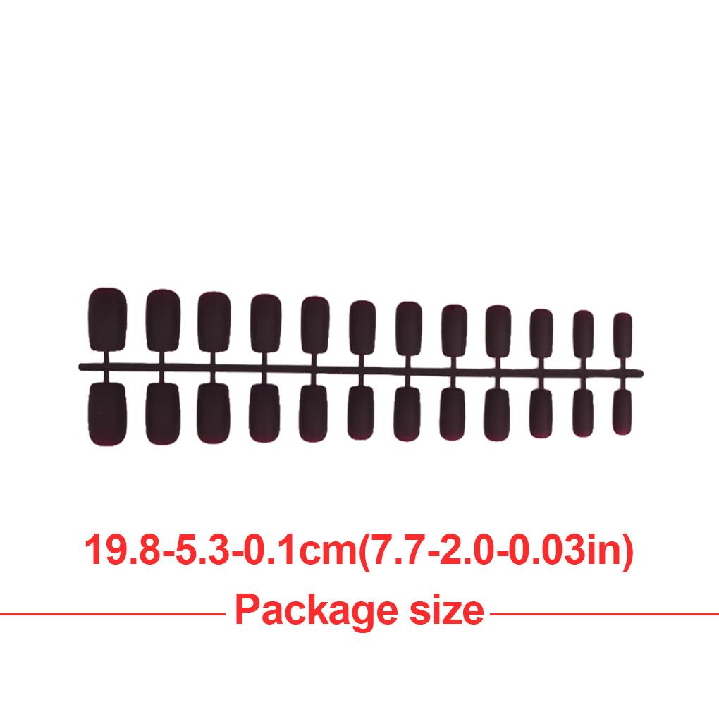 1 Set Glue On Nails Medium Length Toe Square Style Matte Press On Stick Solid Color Art Decals Beauty Tool Manicure Kit