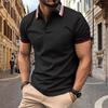 Men Solid Lapel Collar Striped Patchwork Polos Shirts Summer Tops Casual Short Sleeve Polo Shirt