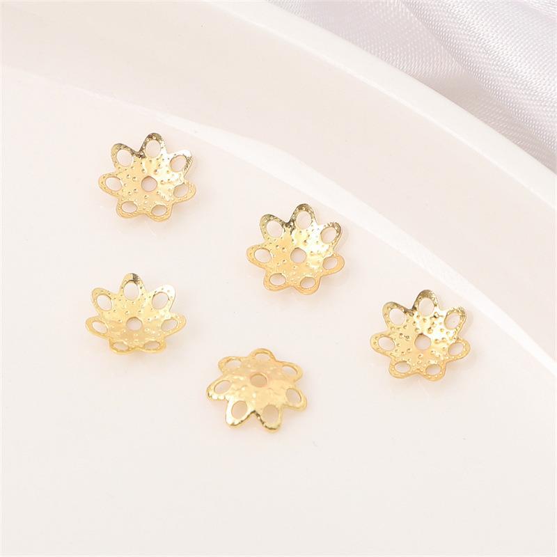 14K Gold Filled Flower Cap Bracelet DIY Jewelry Accessories with White Gold Beaded Spacers