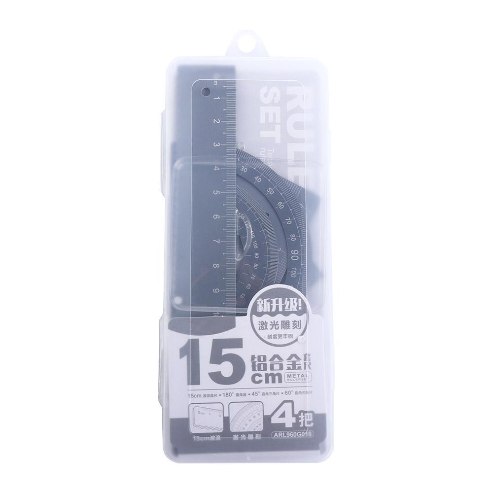 High Quality Hollow Compass School Maths Geometry Aluminium Ruler Set Metal Rulers Drafting Supplies Examination Stationery