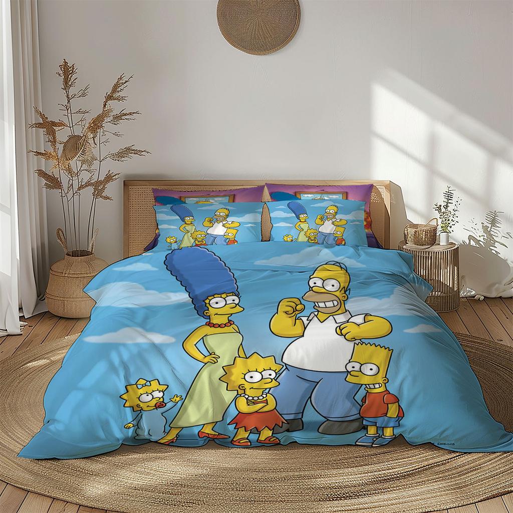 Swimming Simpsons Duvet Cover Set Single Twin Double Queen King Cal King Size Bed Linen Set