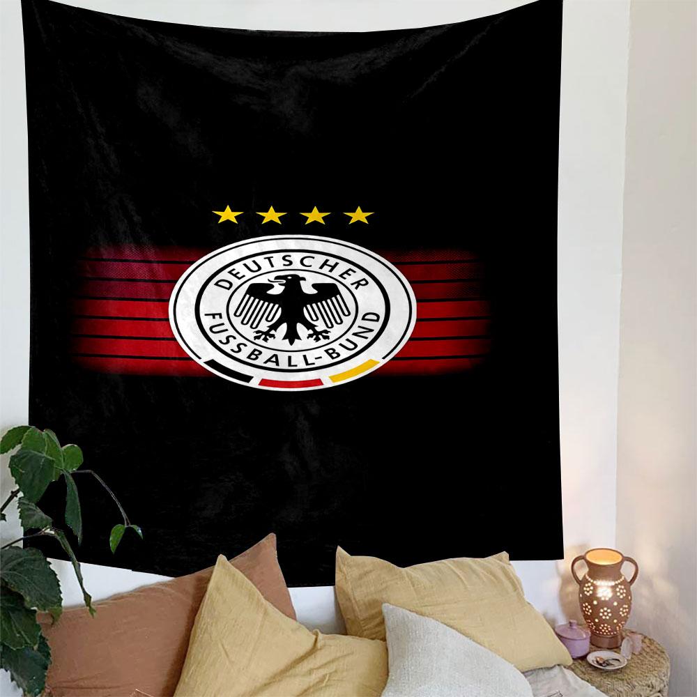 German Football Emblem with Four Stars Patterned Tapestry Decorative Wall Hanging, Home Bedroom Living Room Decor