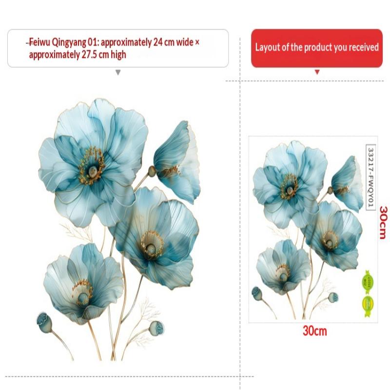 Watercolor Flower Stickers Toilet Sticker Bright Wall For Home Vinyl Car Decal Toilet Decoration