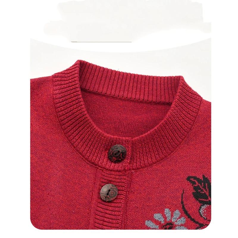 Damen Floral Bestickte Strickjacke mit Knöpfen