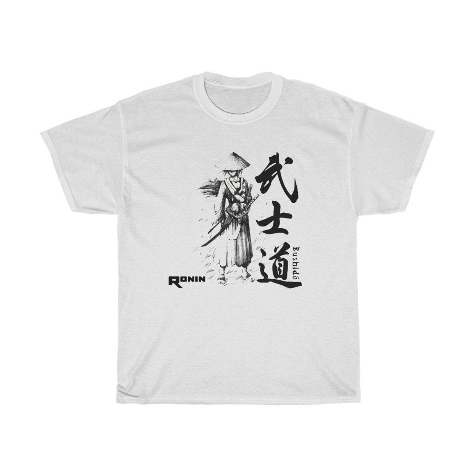 Ronin Bushido Samurai Japan White T-Shirt Size S to 5XL 4XL