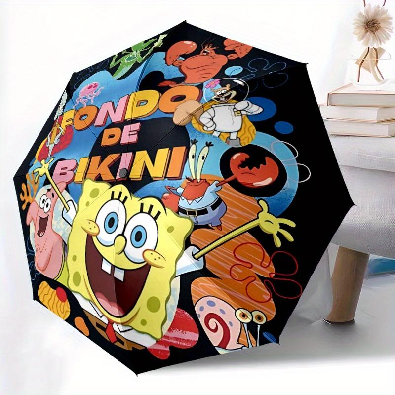 1pc SpongeBob SquarePants Automatic Open/close Folding Portable Umbrella with 8-Rib Structure for Women/Men, All-Season Use  a0901044