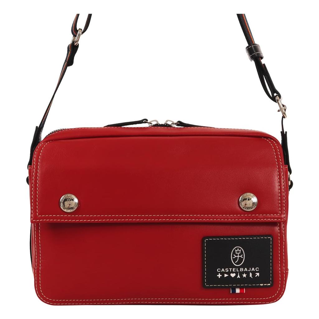 CASTELBAJAC Casual Shoulder Horizontal Perfect for Size Made of Genuine Cowhide Size Red Men's Bag, Style, Travel, 051122, Leather, 14,
